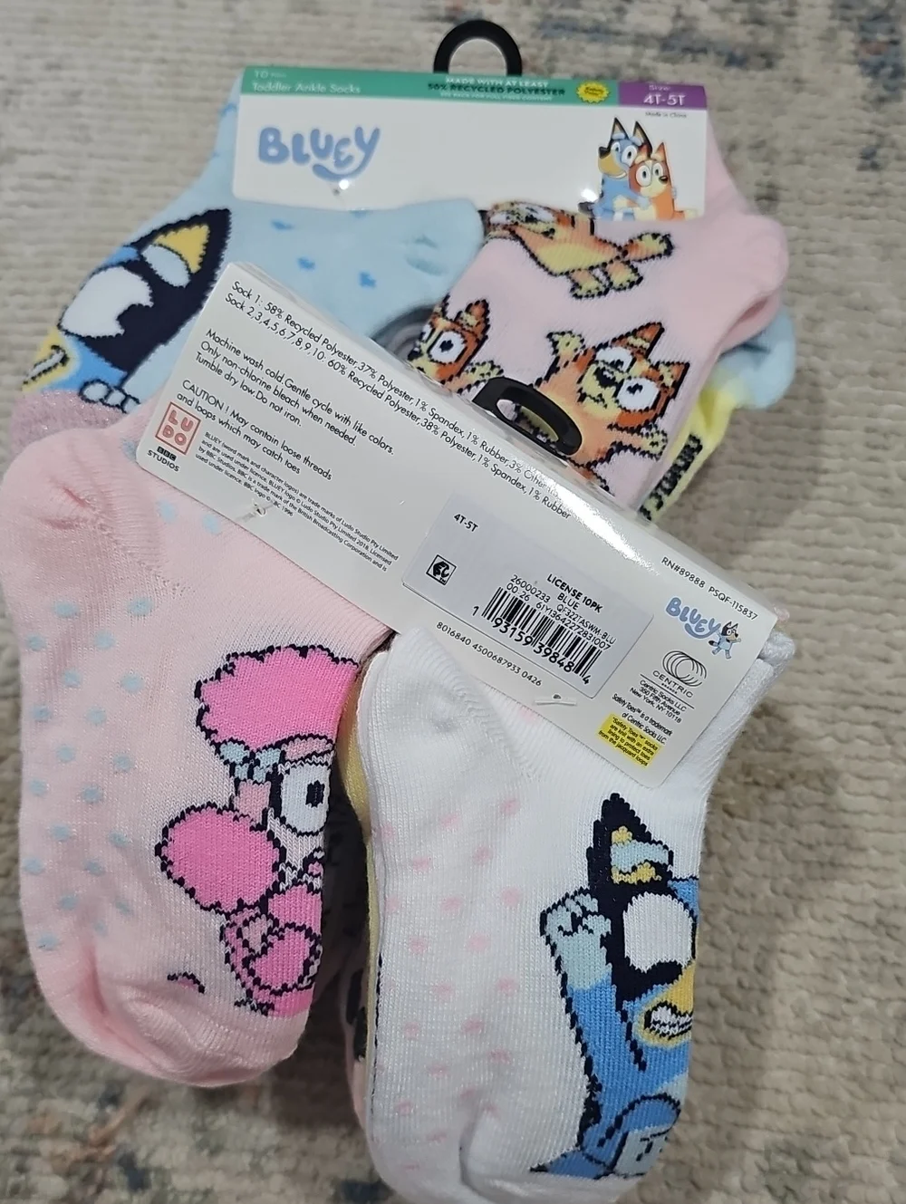 Bluey Toddler Ankle Socks Size 4T-5T